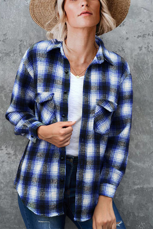 Nonnadress Plaid Loose Lapel Cardigan Shirt