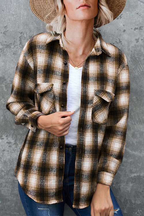 Nonnadress Plaid Loose Lapel Cardigan Shirt