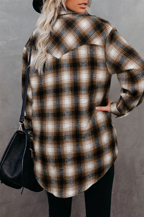 Nonnadress Plaid Loose Lapel Cardigan Shirt
