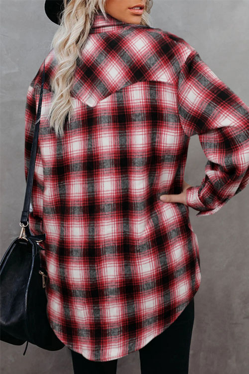 Nonnadress Plaid Loose Lapel Cardigan Shirt