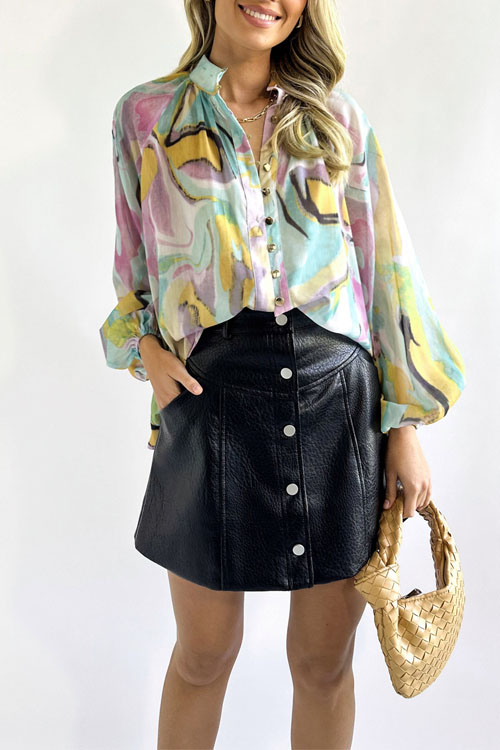 Nonnadress Printed Shirt European and American Fashion V-Neck Blouse