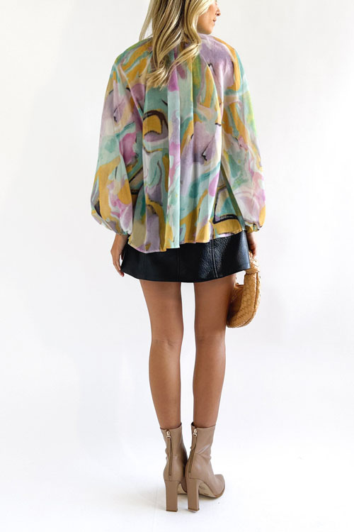 Nonnadress Printed Shirt European and American Fashion V-Neck Blouse