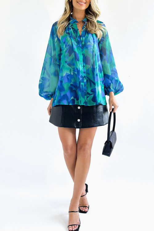 Nonnadress Printed Shirt European and American Fashion V-Neck Blouse