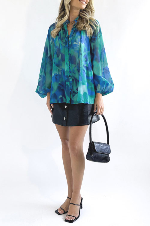 Nonnadress Printed Shirt European and American Fashion V-Neck Blouse