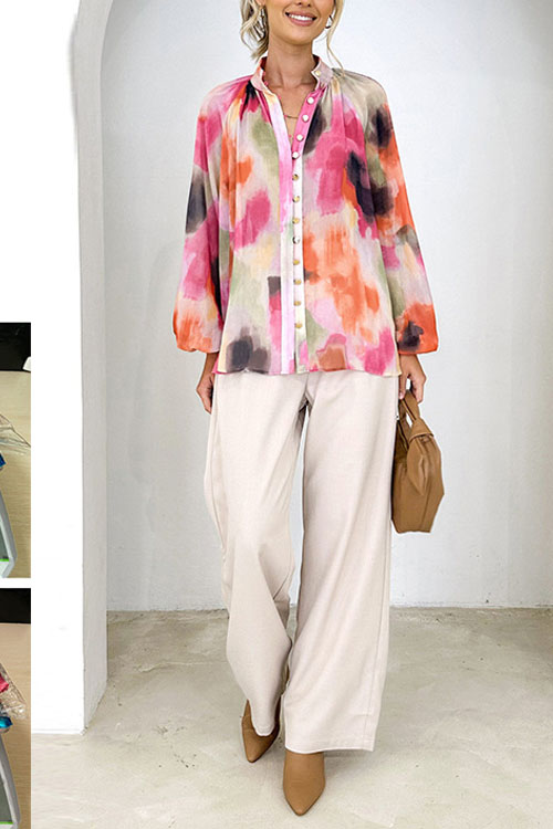 Nonnadress Printed Shirt European and American Fashion V-Neck Blouse