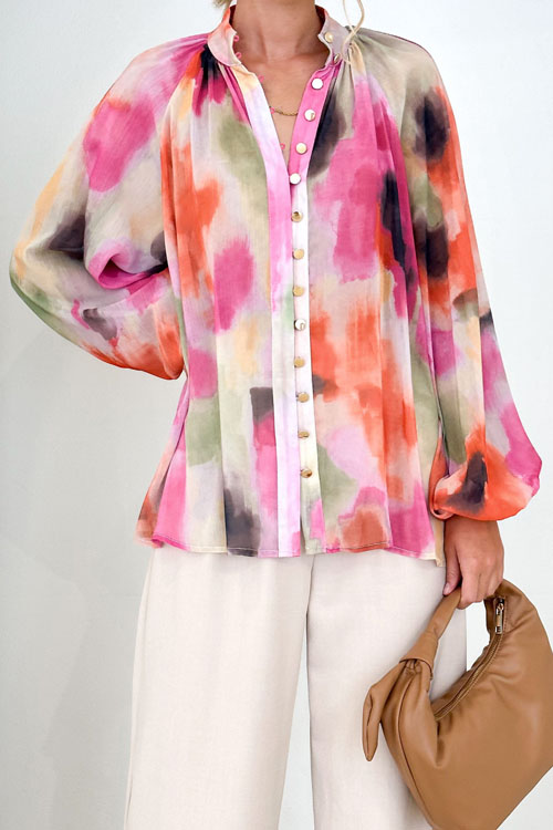Nonnadress Printed Shirt European and American Fashion V-Neck Blouse