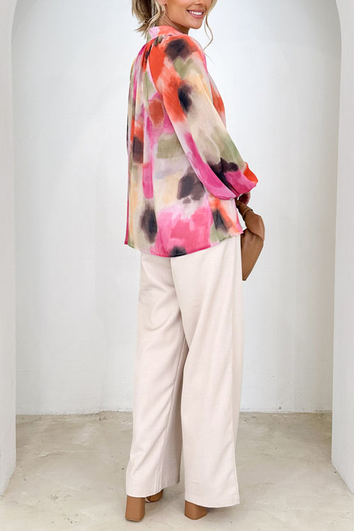 Nonnadress Printed Shirt European and American Fashion V-Neck Blouse