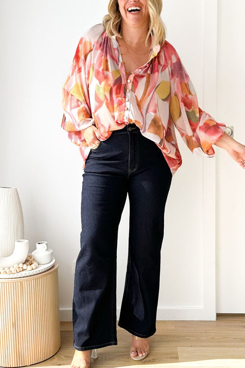 Nonnadress Printed Shirt European and American Fashion V-Neck Blouse