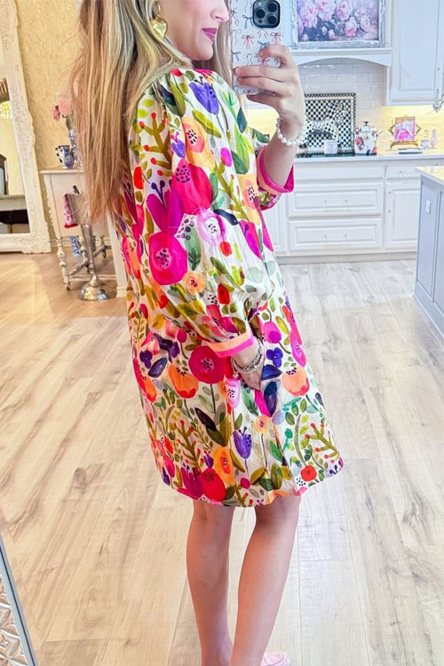 Nonnadress Floral pattern three quarter sleeve dress