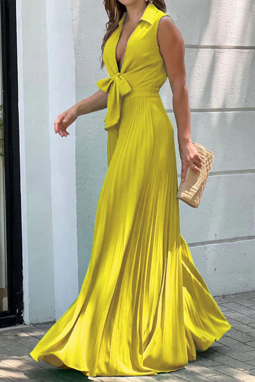 Nonnadress V-neck lapel loose wide-leg jumpsuit