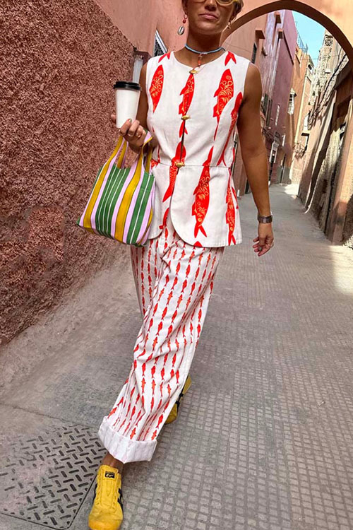 Nonnadress Vacation loose elastic waist two-piece suit