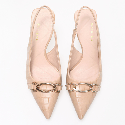 WEIBENA 女士石头纹高跟鞋优雅性感尖头后提带凉鞋适合派对和正式场合