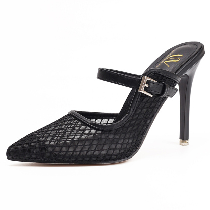 WEIBENA Women's Summer Lace High Heels, Pointed, Sexy Cat Heel Sandals, Party Fashion, Open Heels, Breathable High Heels Women's Shoes