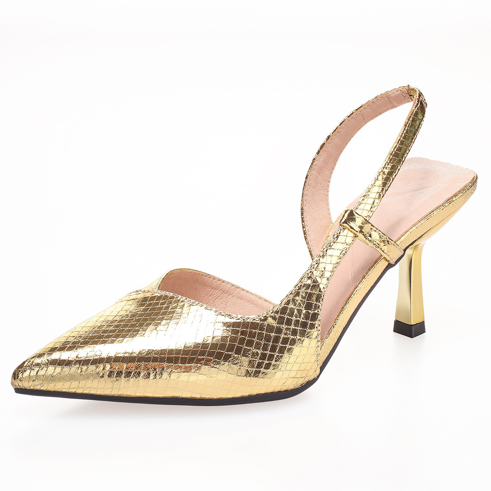 WEIBENA 女士高跟鞋优雅性感尖头超高跟后提带凉鞋适合派对和正式场合