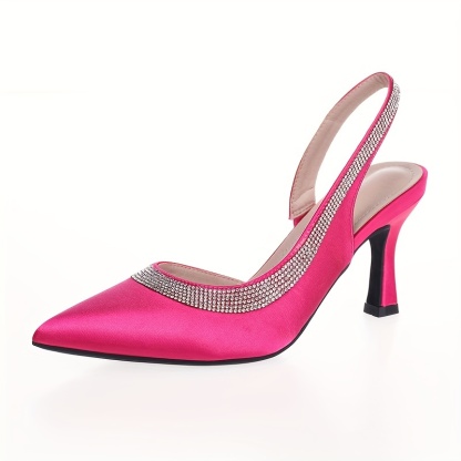 WEIBENA Women's Rhinestone Stiletto Heeled Sandals - Pointed Toe Slingback Heels for Sexy and Classic Dress Pumps