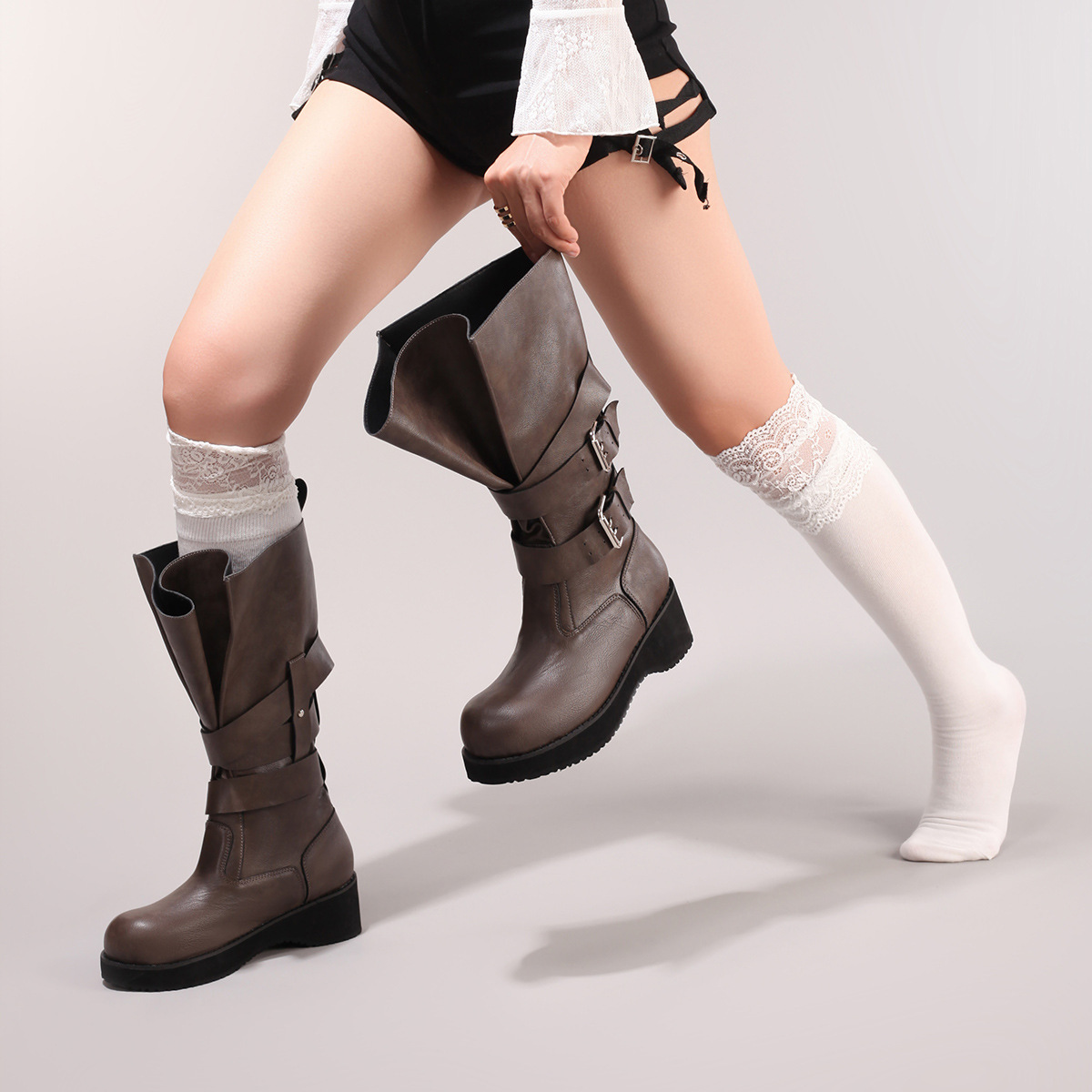 Women's Chunky Venom Boots Loose Thick-Soled Mid-Calf Boots Comfortable Lightweight Casual Fashion Martin Boots Cross-Border Exclusive