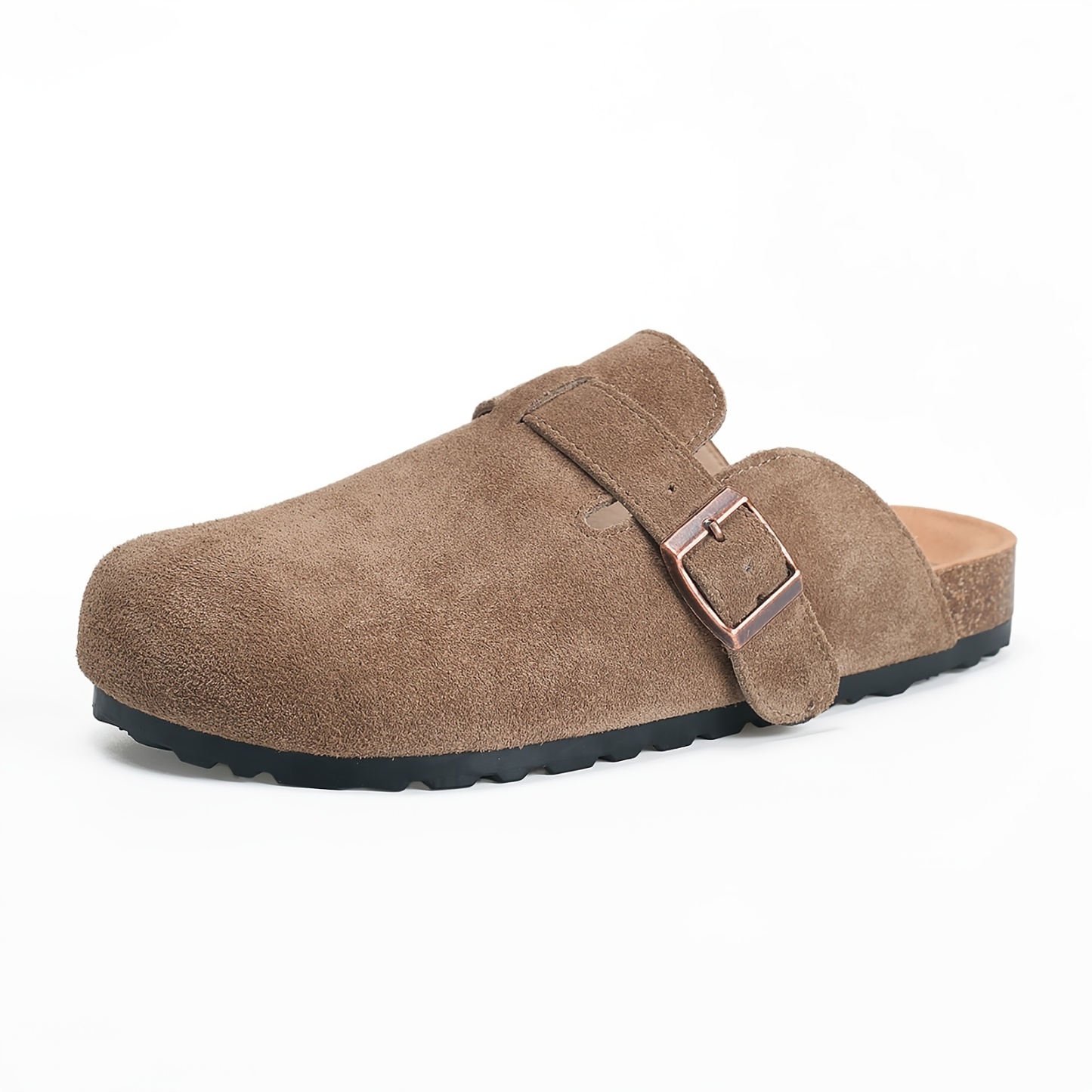 Women's Solid Color Flat Mules, Casual Buckle Strap Detailed Shoes, Wo