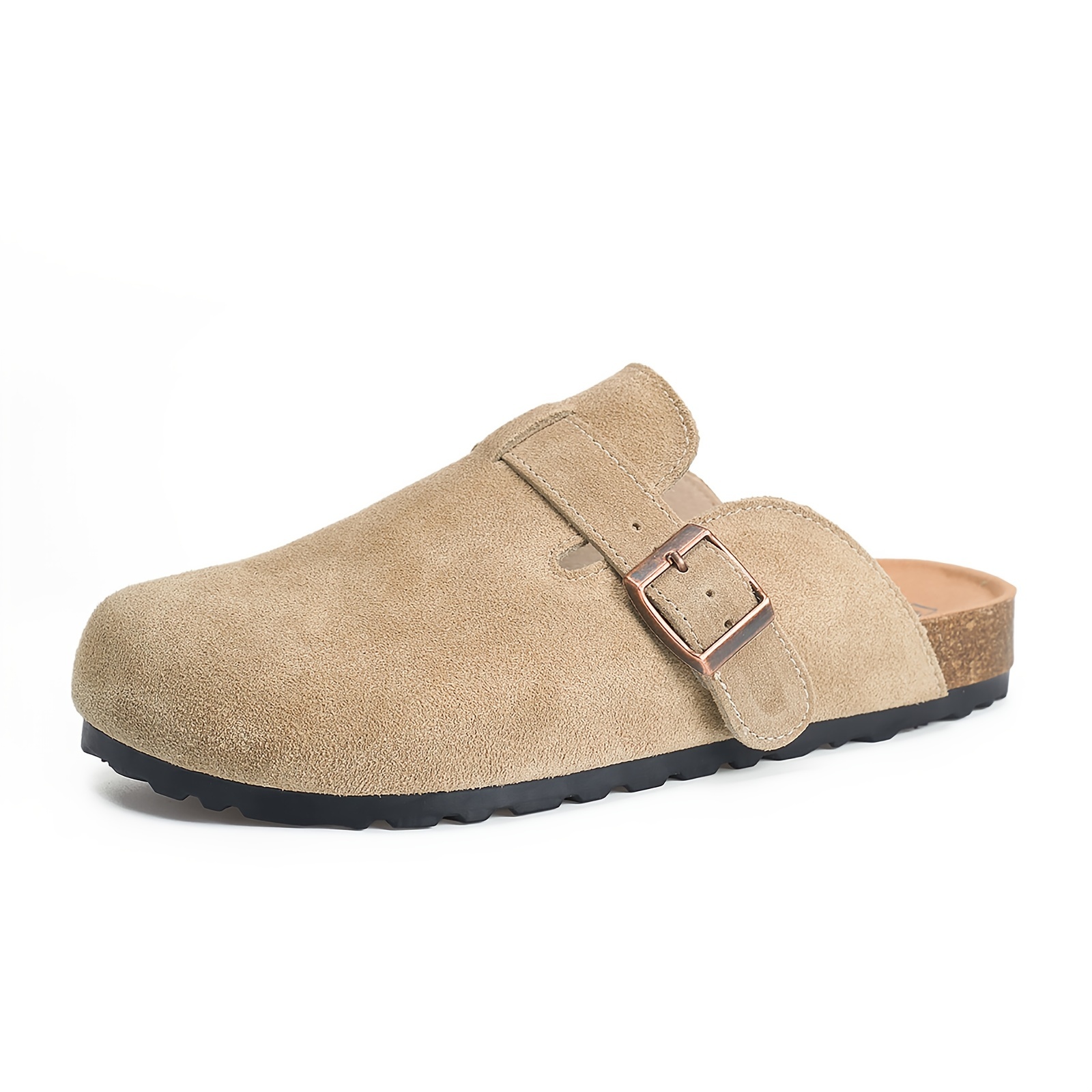 Women's Solid Color Flat Mules, Casual Buckle Strap Detailed Shoes, Women's Comfortable Shoes