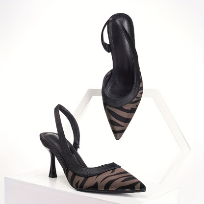 Zebra Pattern Stiletto Heels - Fashionable Pointed Toe Dress Pumps with Stylish Slingback