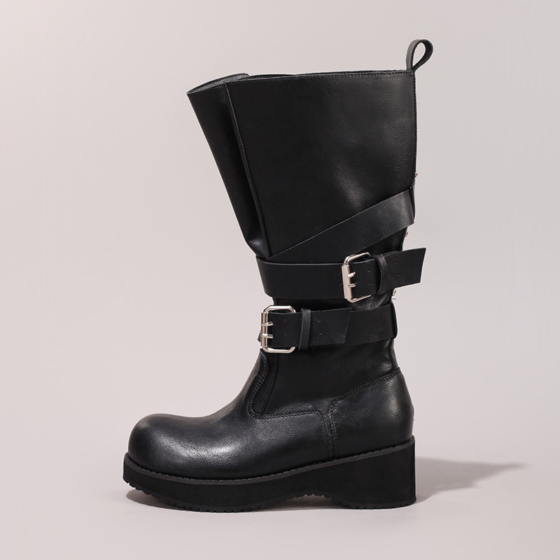 Women's Chunky Venom Boots Loose Thick-Soled Mid-Calf Boots Comfortable Lightweight Casual Fashion Martin Boots Cross-Border Exclusive