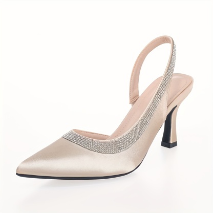 WEIBENA Women's Rhinestone Stiletto Heeled Sandals - Pointed Toe Slingback Heels for Sexy and Classic Dress Pumps
