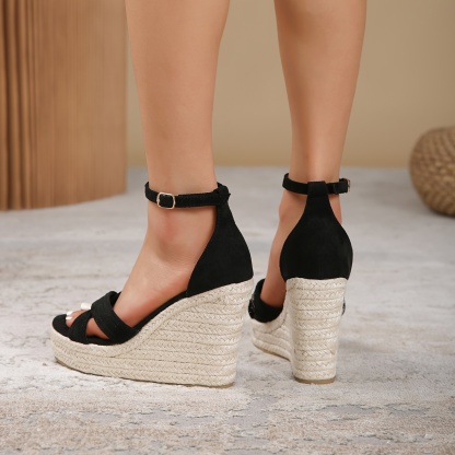 WEIBENA Women's Cross Strap Espadrilles Wedge Sandals, Lightweight Open Toe Ankle Strap Platform Heels, Daily Beach Shoes For Ladies