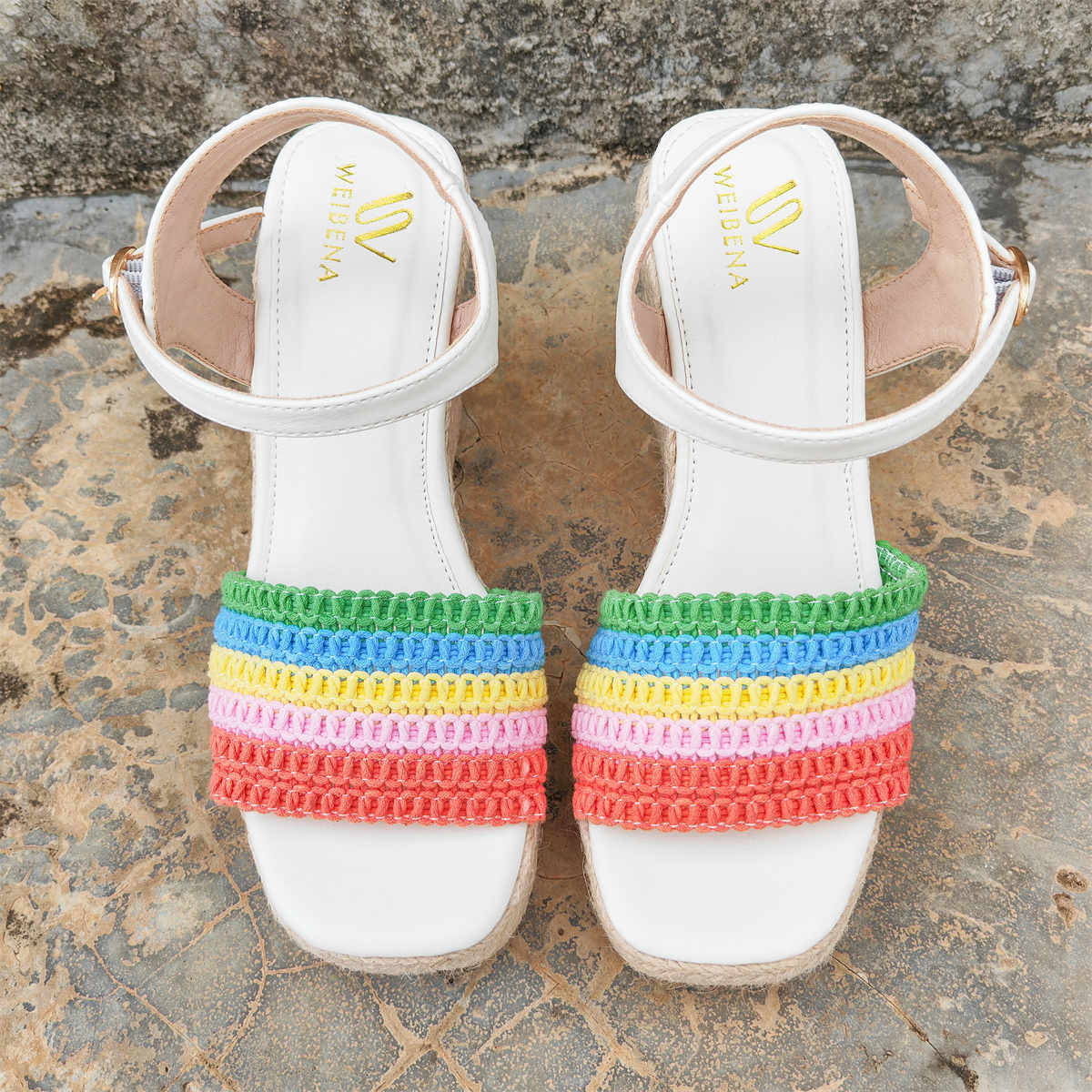 Women's Platform Wedge Espadrille Sandals, Lightweight Ankle Buckle Strap Shoes, Comfortable Open Toe Heels168-5