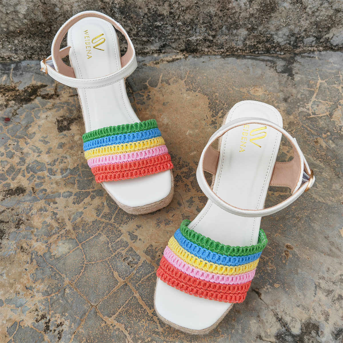 Women's Platform Wedge Espadrille Sandals, Lightweight Ankle Buckle Strap Shoes, Comfortable Open Toe Heels168-5