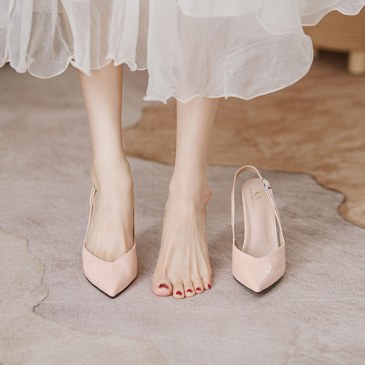 WEIBENA Women's back strap slim high heels elegant and sexy pointed suspender high heels sandals suitable for daily use