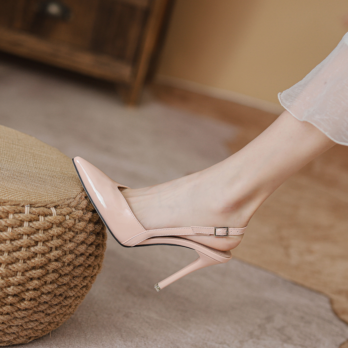 WEIBENA Women's back strap slim high heels elegant and sexy pointed suspender high heels sandals suitable for daily use