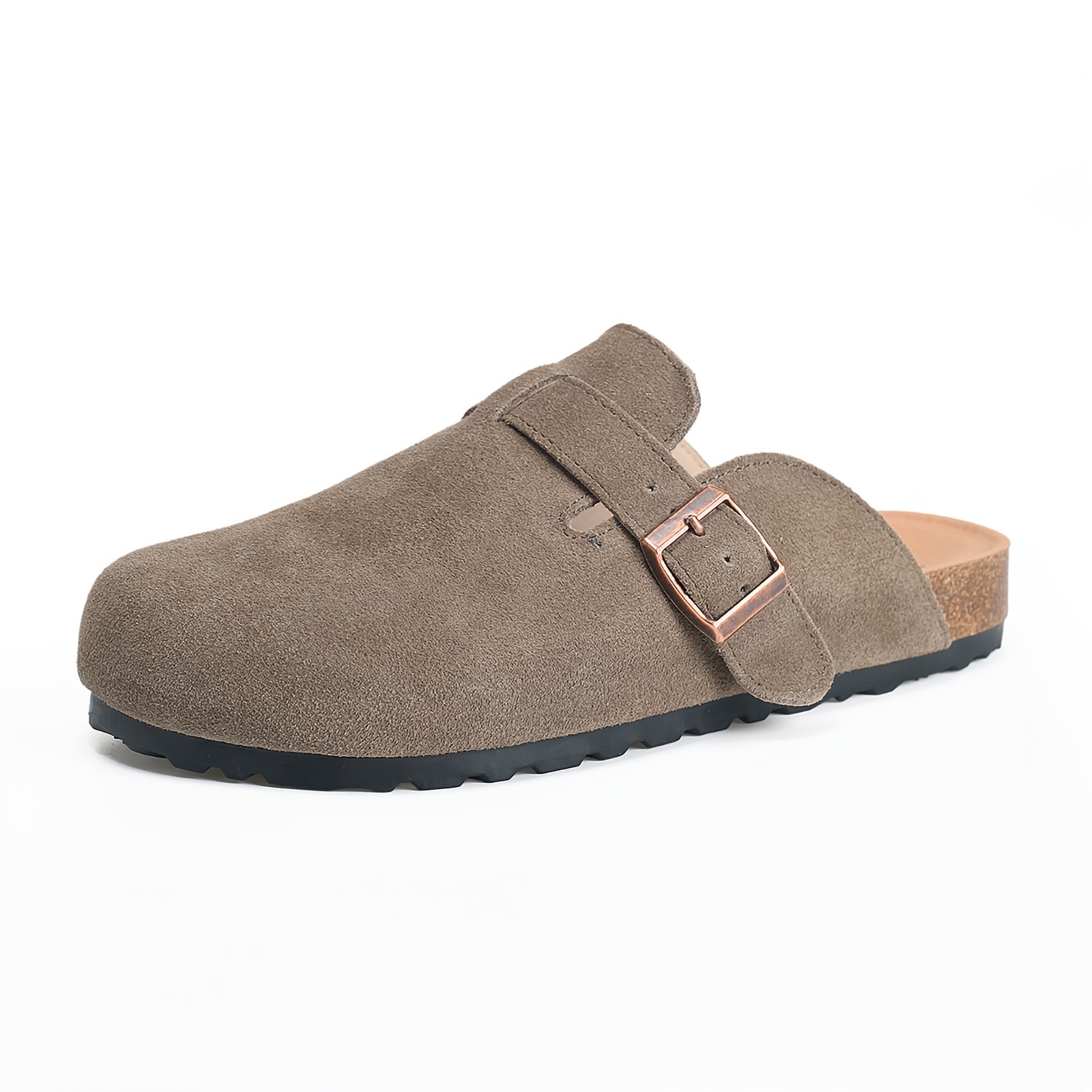 Women's Solid Color Flat Mules, Casual Buckle Strap Detailed Shoes, Women's Comfortable Shoes