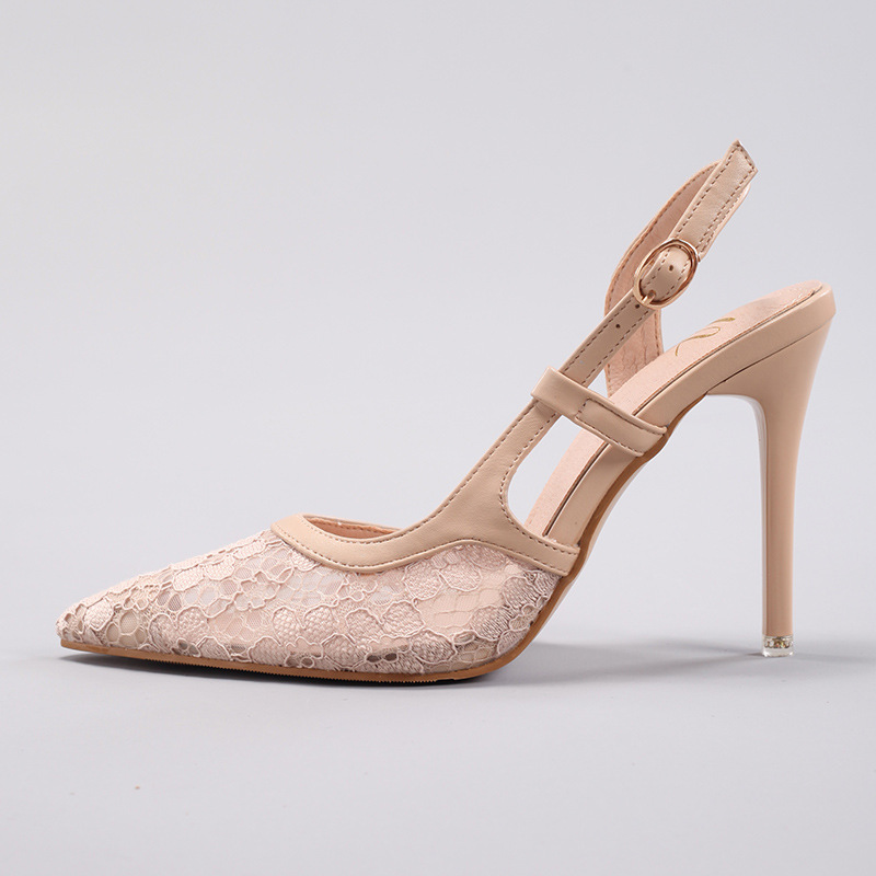 WEIBENA Lace Patchwork High Heels Women Summer Elegant Sexy Pointed Toe Banquet Party Wedding Stiletto Sandals