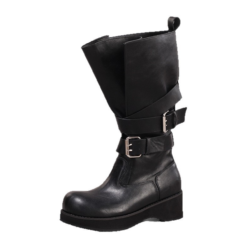 Women's Chunky Venom Boots Loose Thick-Soled Mid-Calf Boots Comfortable Lightweight Casual Fashion Martin Boots Cross-Border Exclusive