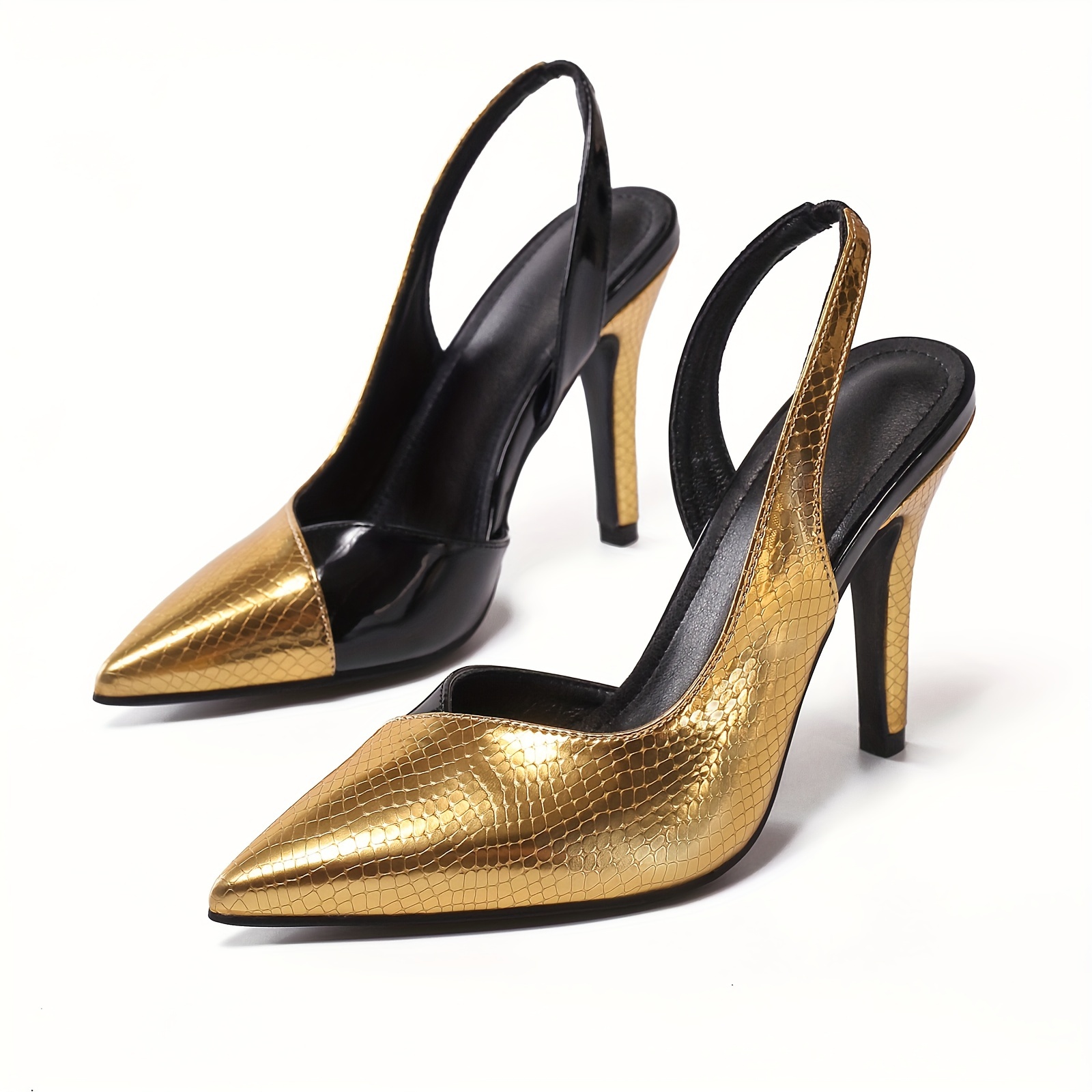 Women's Trendy Contrast Color Stiletto Heels, Elegant Point Toe Dress Pumps, Fashion Ankle Strap Slingback Heels