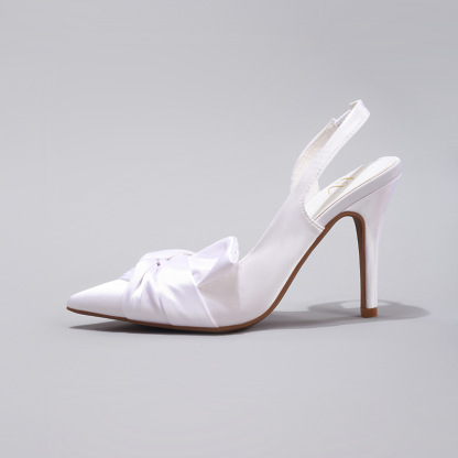 Twist Decor High Heels Romantic Sexy Pointed Toe Party Prom Satin Fashion Stiletto Sandals Cross-border European and American