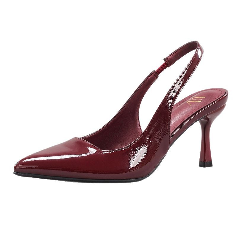 WEIBENA Cross-Border Simple Versatile Patent Leather High Heels Backless Elegant Sexy Party Prom Pointed Toe Stiletto Sandals