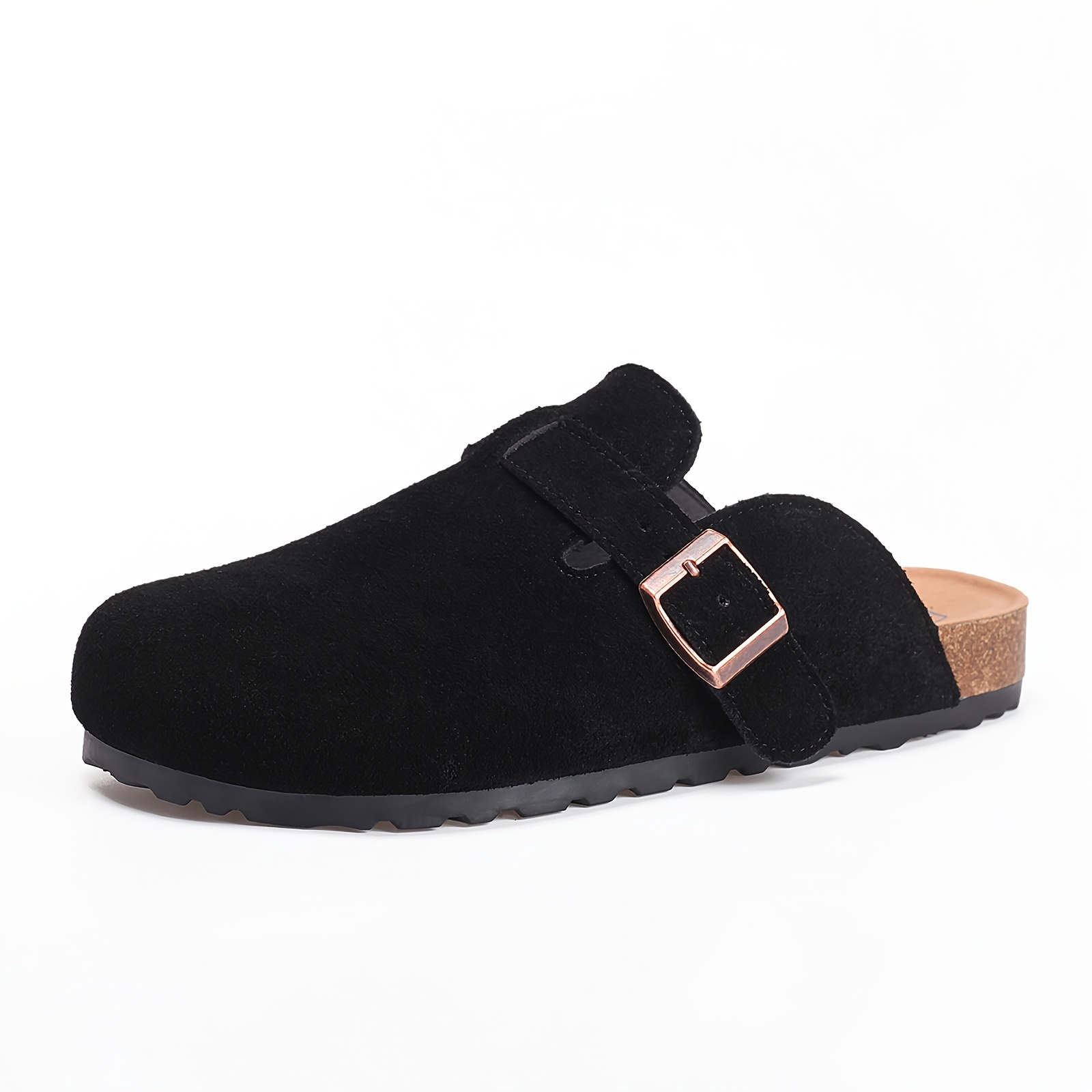 Women's Solid Color Flat Mules, Casual Buckle Strap Detailed Shoes, Women's Comfortable Shoes
