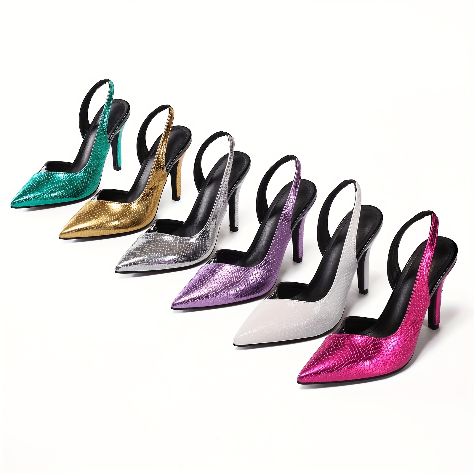 Women's Trendy Contrast Color Stiletto Heels, Elegant Point Toe Dress Pumps, Fashion Ankle Strap Slingback Heels