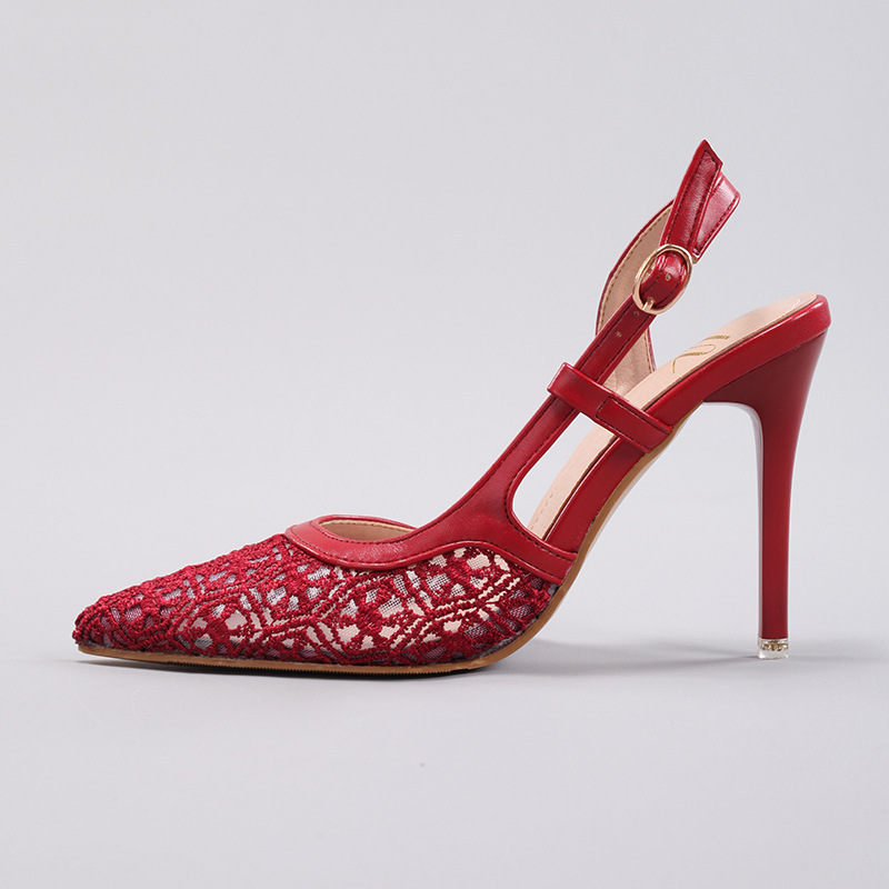 WEIBENA Lace Patchwork High Heels Women Summer Elegant Sexy Pointed Toe Banquet Party Wedding Stiletto Sandals
