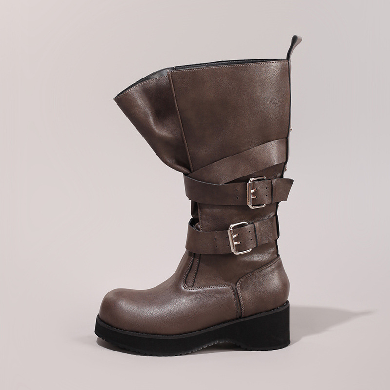 Women's Chunky Venom Boots Loose Thick-Soled Mid-Calf Boots Comfortable Lightweight Casual Fashion Martin Boots Cross-Border Exclusive