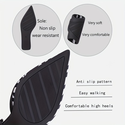 Zebra Pattern Stiletto Heels - Fashionable Pointed Toe Dress Pumps with Stylish Slingback