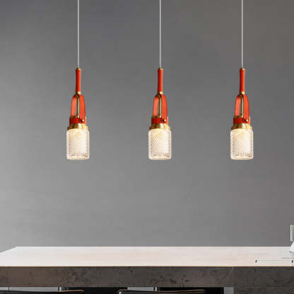 Modern Creative red leather rectangle chandelier