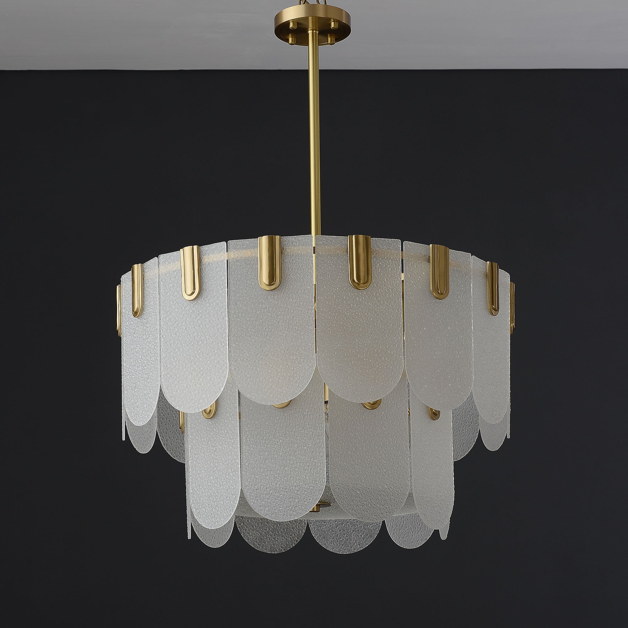 Diamond White Brass Glass Chandelier