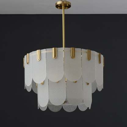 Diamond White Brass Glass Chandelier