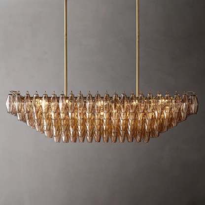 Chiara Glass Multi-Tier Rectangular Chandelier 54"W