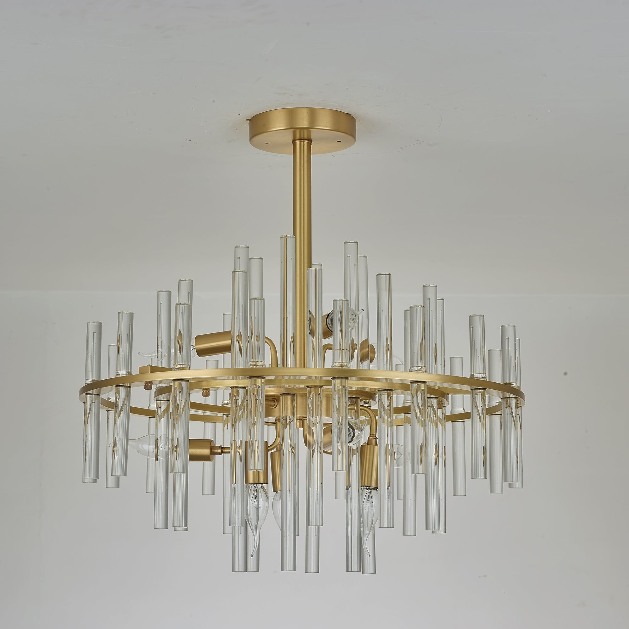 Long tube golden chandelier