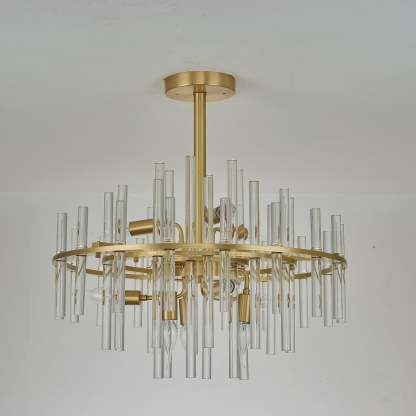 Long tube golden chandelier