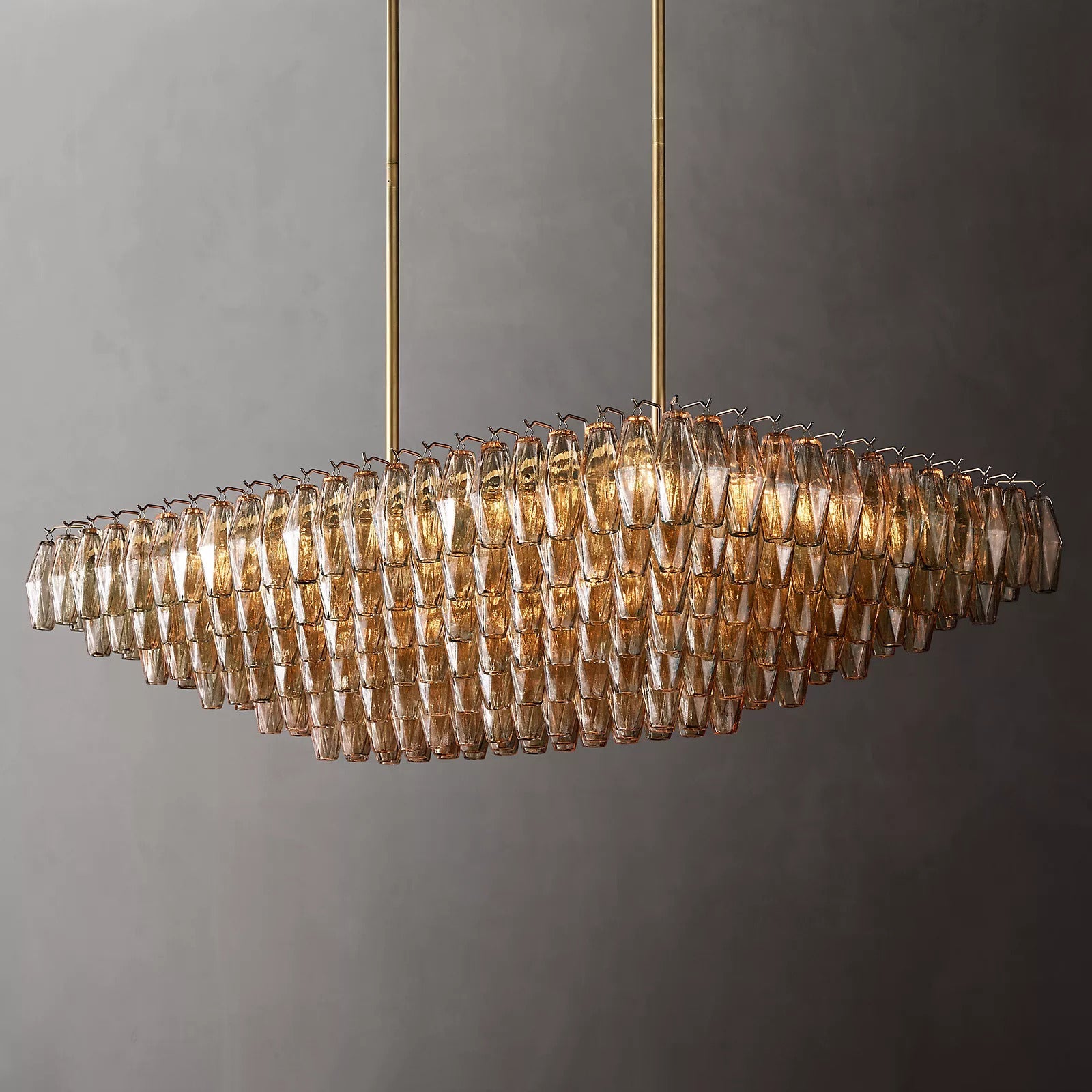 Chiara Glass Multi-Tier Rectangular Chandelier 54"W