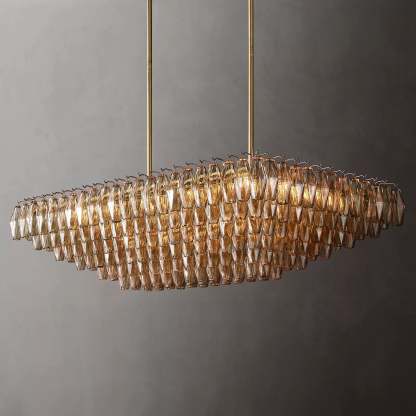 Chiara Glass Multi-Tier Rectangular Chandelier 54"W