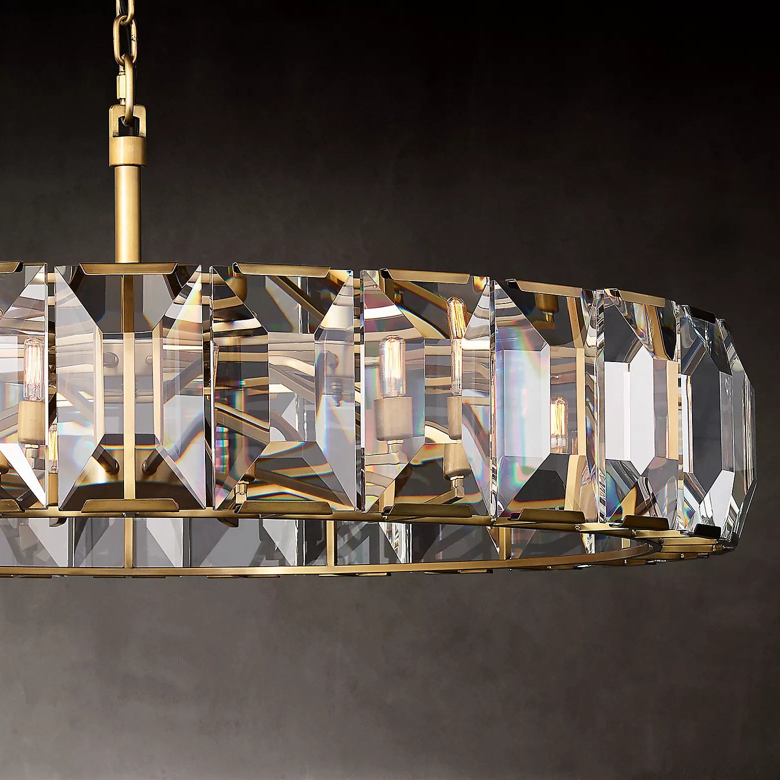 Halow Faceted Crystal Round Chandelier 60"